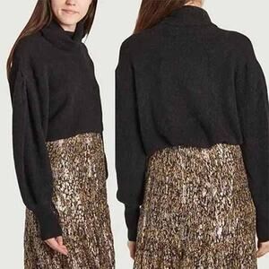 NWT IRO Edyna Turtleneck Top Oversized Alpaca Wool Blend Sweater Black Size: M